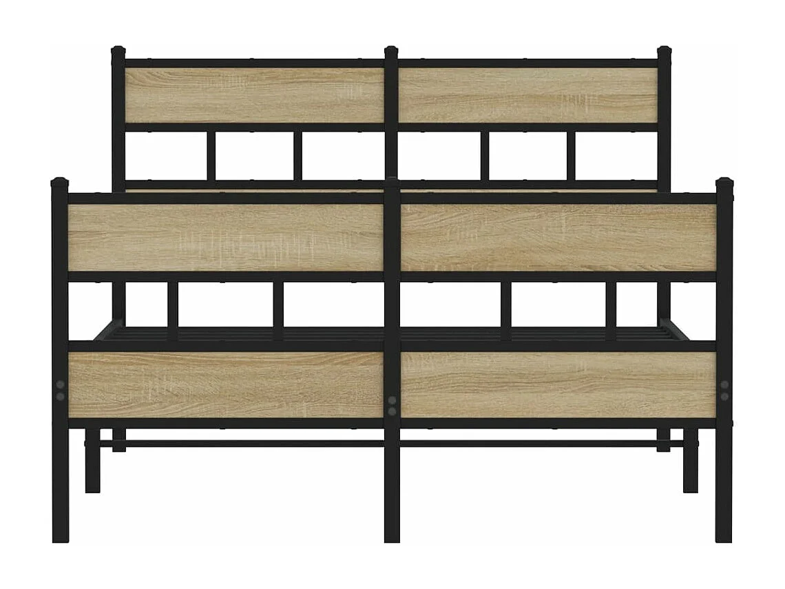 Cadre de lit en métal sans matelas chêne sonoma 120x190 cm