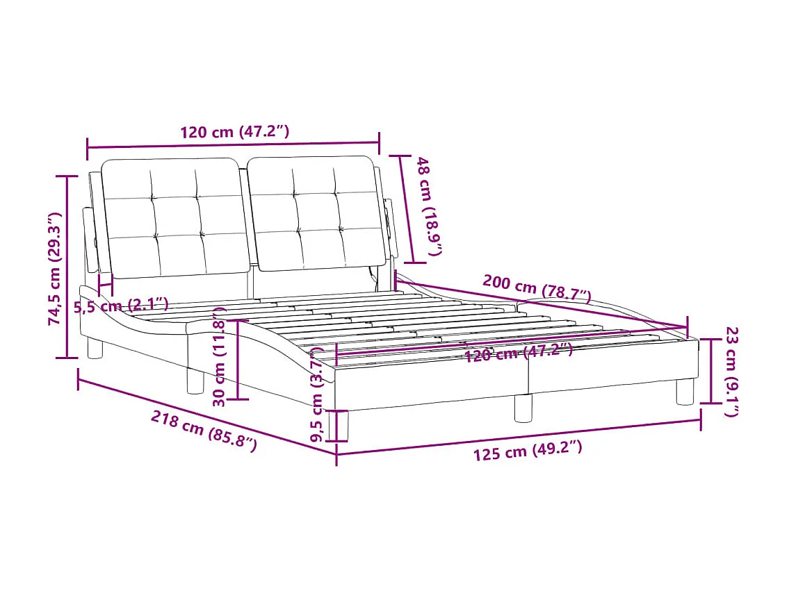 Cadre de lit sans matelas blanc 100x200 cm bois de pin massif