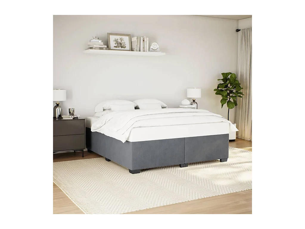 Cadre de lit sans matelas gris foncé 200x200 cm velours