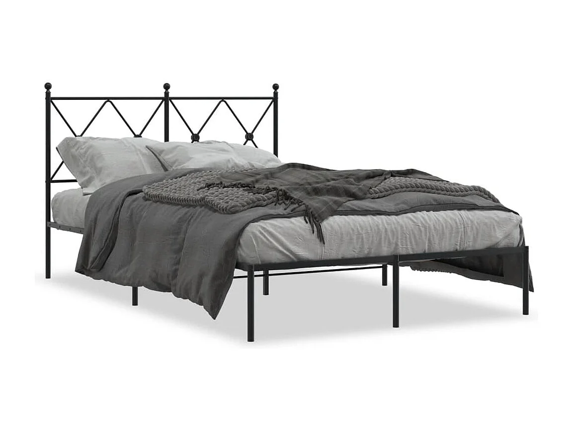 Cadre de lit métal sans matelas avec tête de lit noir 120x190cm