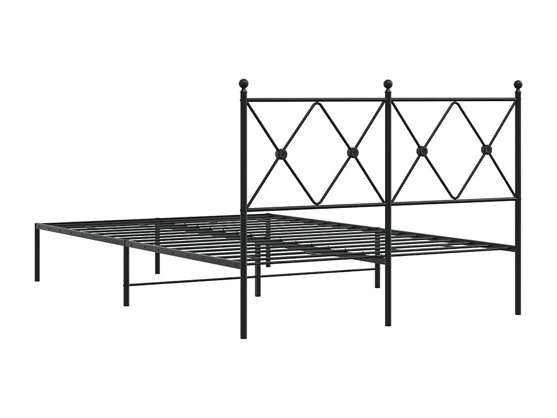 Cadre de lit métal sans matelas avec tête de lit noir 120x190cm