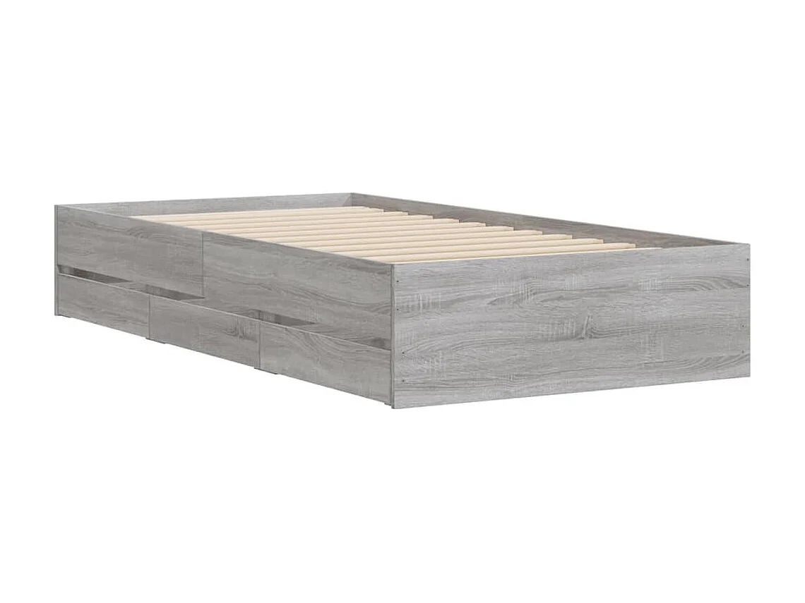 Cadre de lit avec tiroirs sans matelas sonoma gris 90x200 cm
