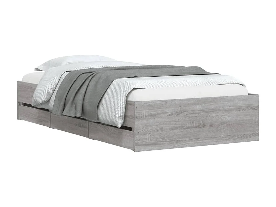 Cadre de lit avec tiroirs sans matelas sonoma gris 90x200 cm