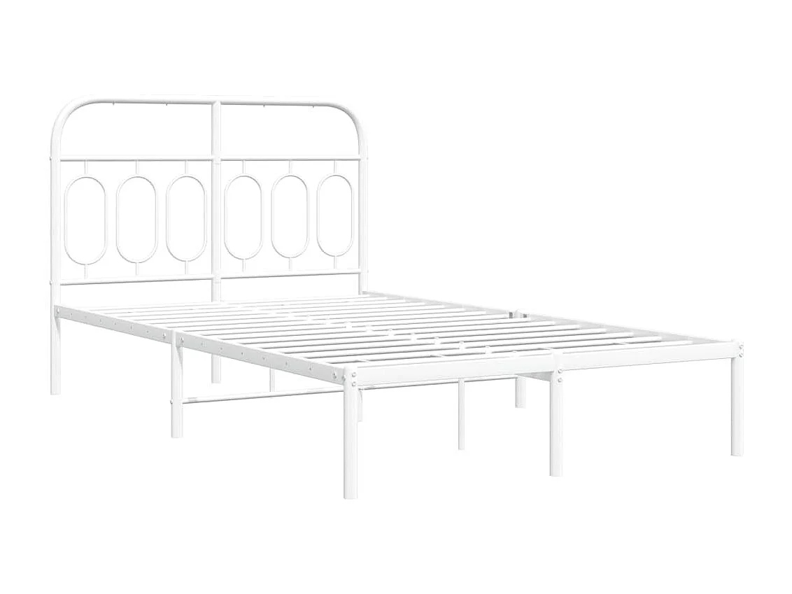 Cadre de lit métal sans matelas et tête de lit blanc 120x200 cm