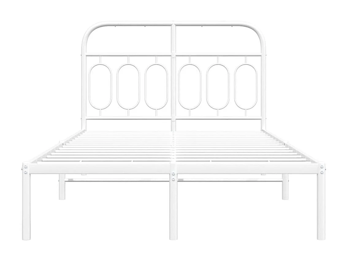 Cadre de lit métal sans matelas et tête de lit blanc 120x200 cm
