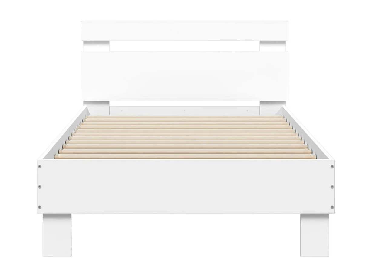 Bettgestell mit Kopfteil Weiß 90x190 cm Holzwerkstoff