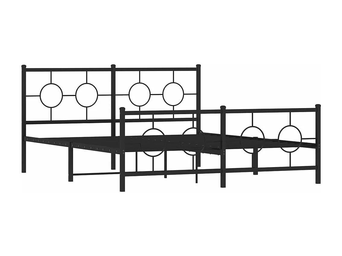 Cadre de lit métal sans matelas avec pied de lit noir 160x200cm