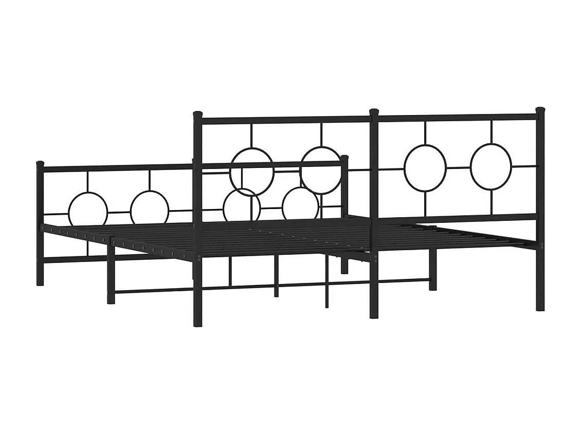 Cadre de lit métal sans matelas avec pied de lit noir 160x200cm