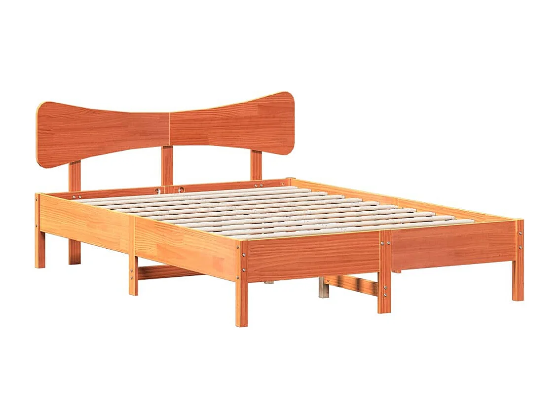 Cadre de lit sans matelas cire marron 150x200cm bois pin massif
