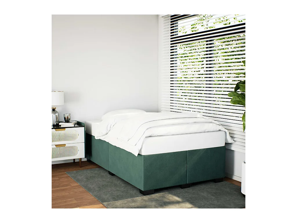 Cadre de lit sans matelas vert foncé 120x200 cm velours