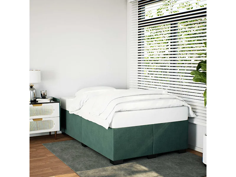 Cadre de lit sans matelas vert foncé 120x200 cm velours