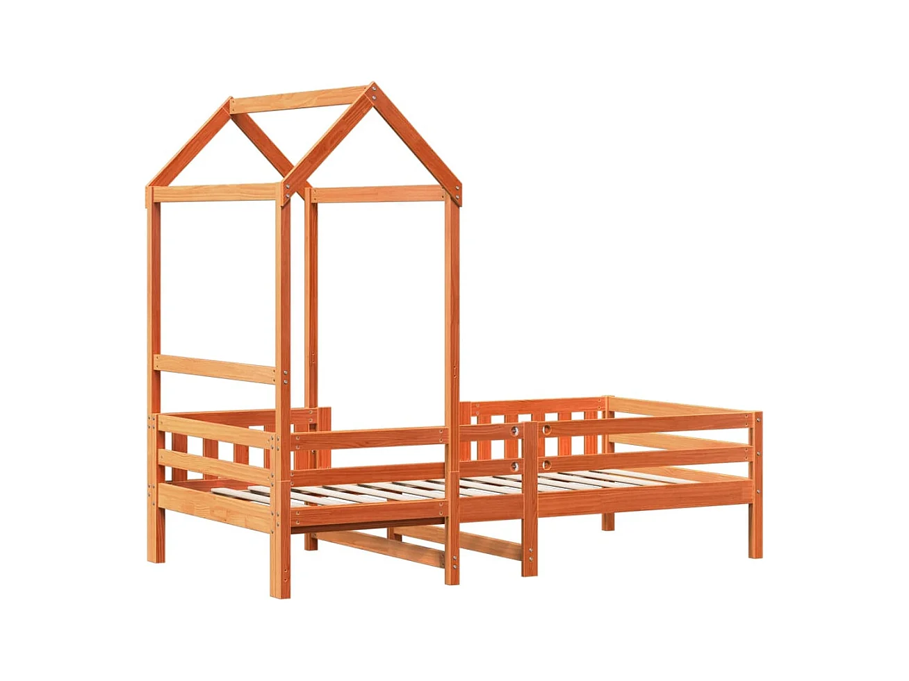 Cadre de lit avec toit sans matelas cire marron 90x200 cm
