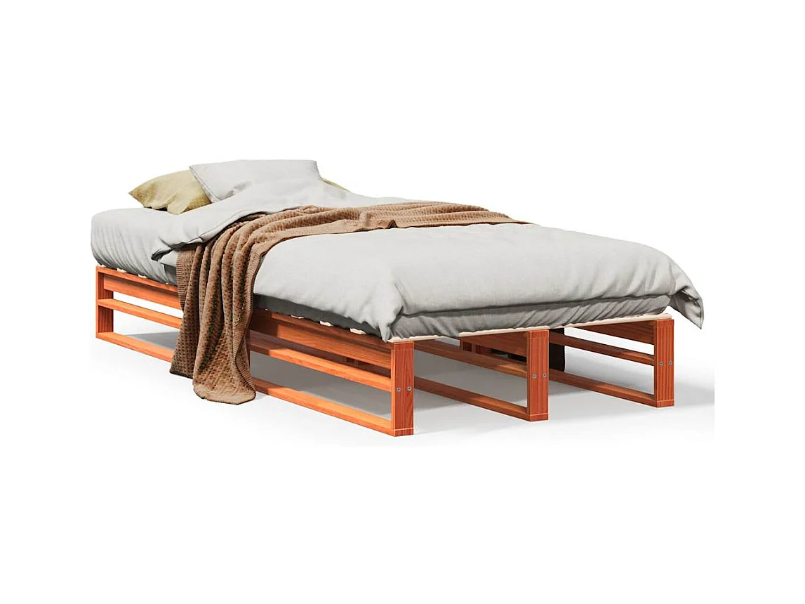 Bedframe zonder matras massief grenenhout wasbruin 100x200 cm