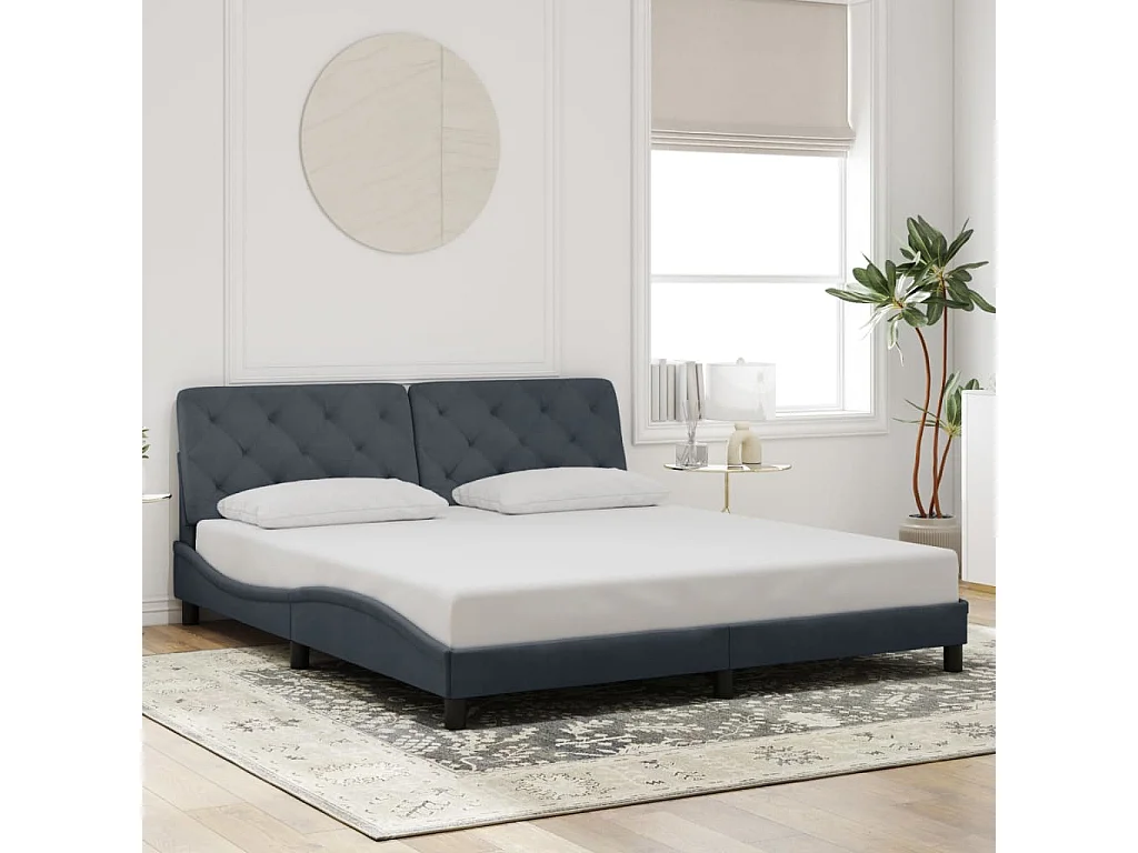 Cadre de lit sans matelas gris foncé 200x200 cm velours