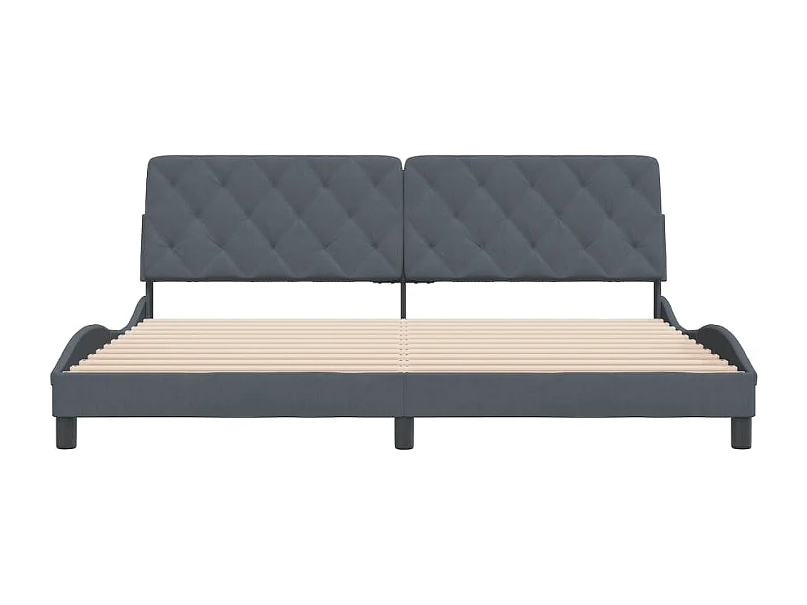 Cadre de lit sans matelas gris foncé 200x200 cm velours