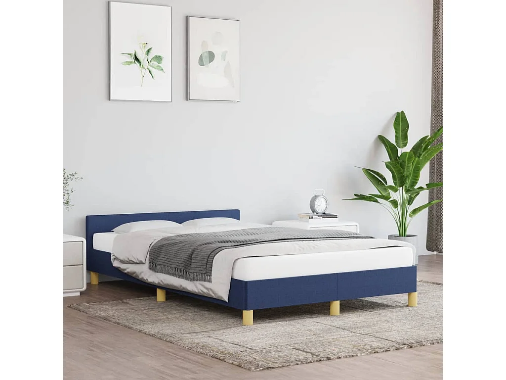 Estrutura de cama com cabeceira 120x190 cm tecido azul