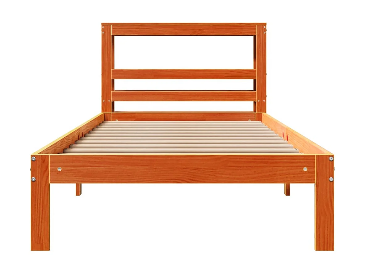 Cadre de lit sans matelas cire marron 90x190 cm bois pin massif