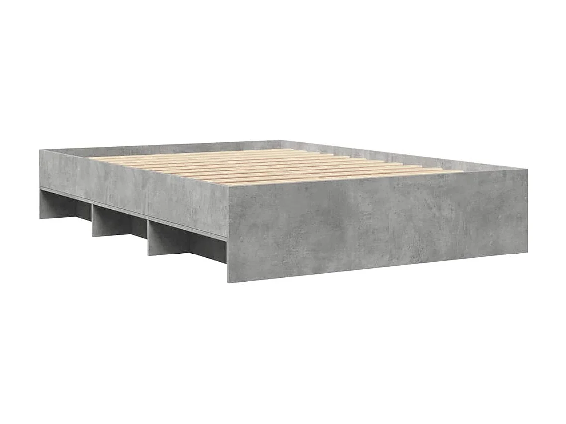 Cadre de lit sans matelas gris béton 140x190 cm bois ingénierie