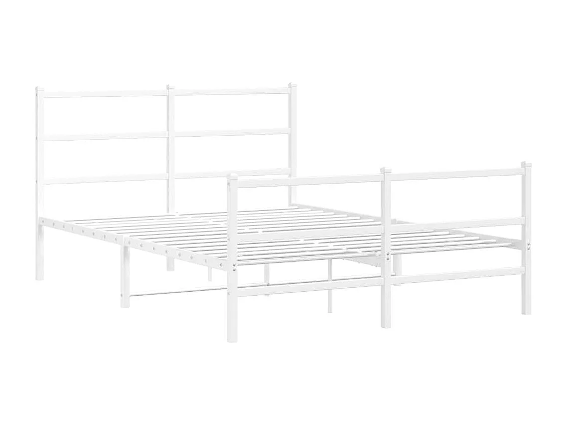 Cadre de lit métal sans matelas et pied de lit blanc 140x190 cm