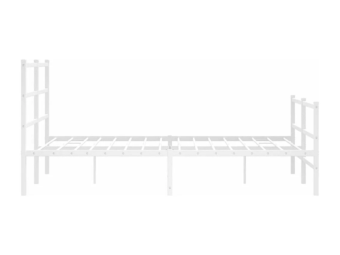 Cadre de lit métal sans matelas et pied de lit blanc 140x190 cm