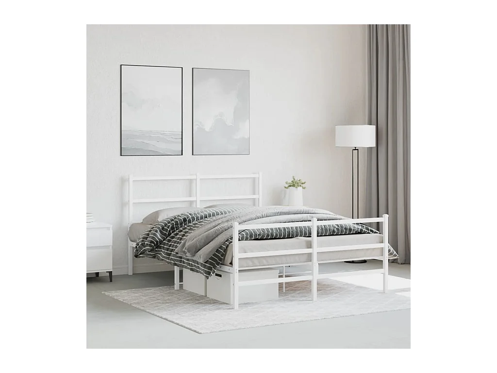 Giroletto con Testiera e Pediera Metallo Bianco 140x190 cm