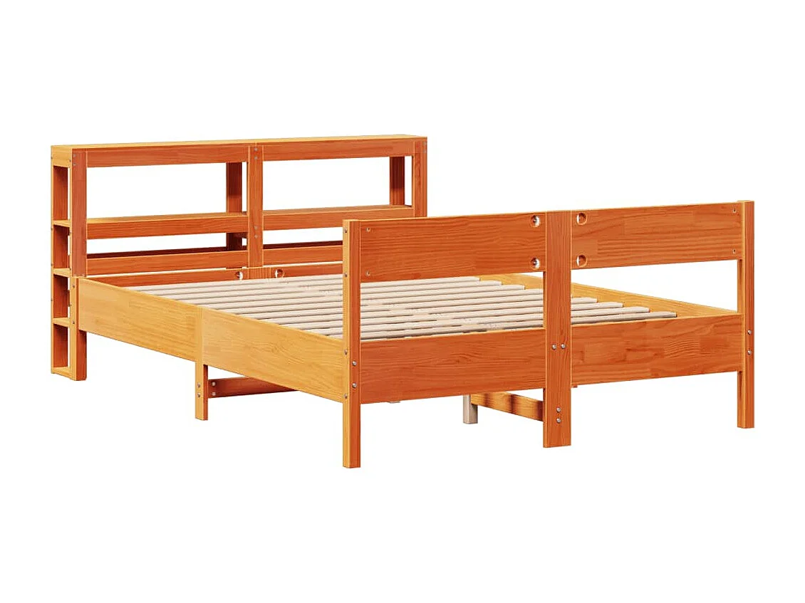 Cama sin colchón madera maciza de pino marrón cera 120x200 cm