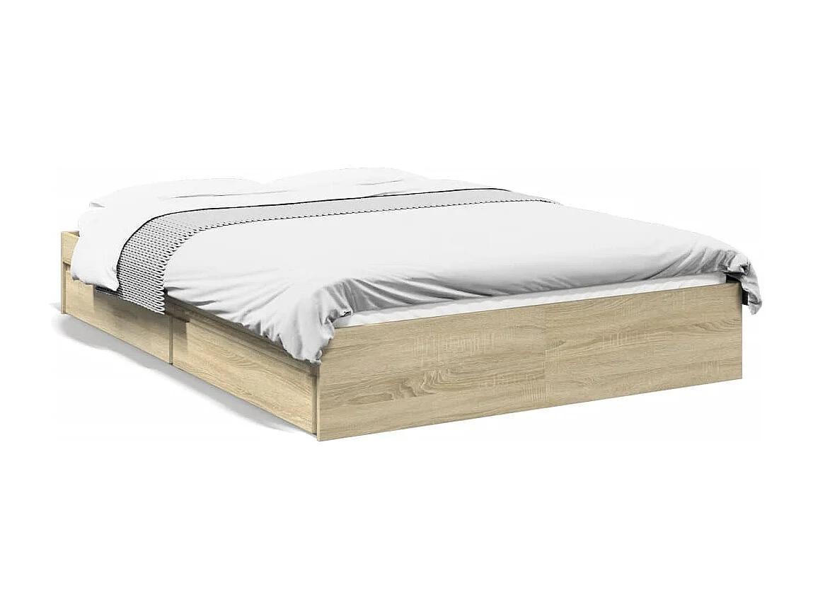 Bettgestell mit Schubladen Sonoma-Eiche 140x200cm Holzwerkstoff