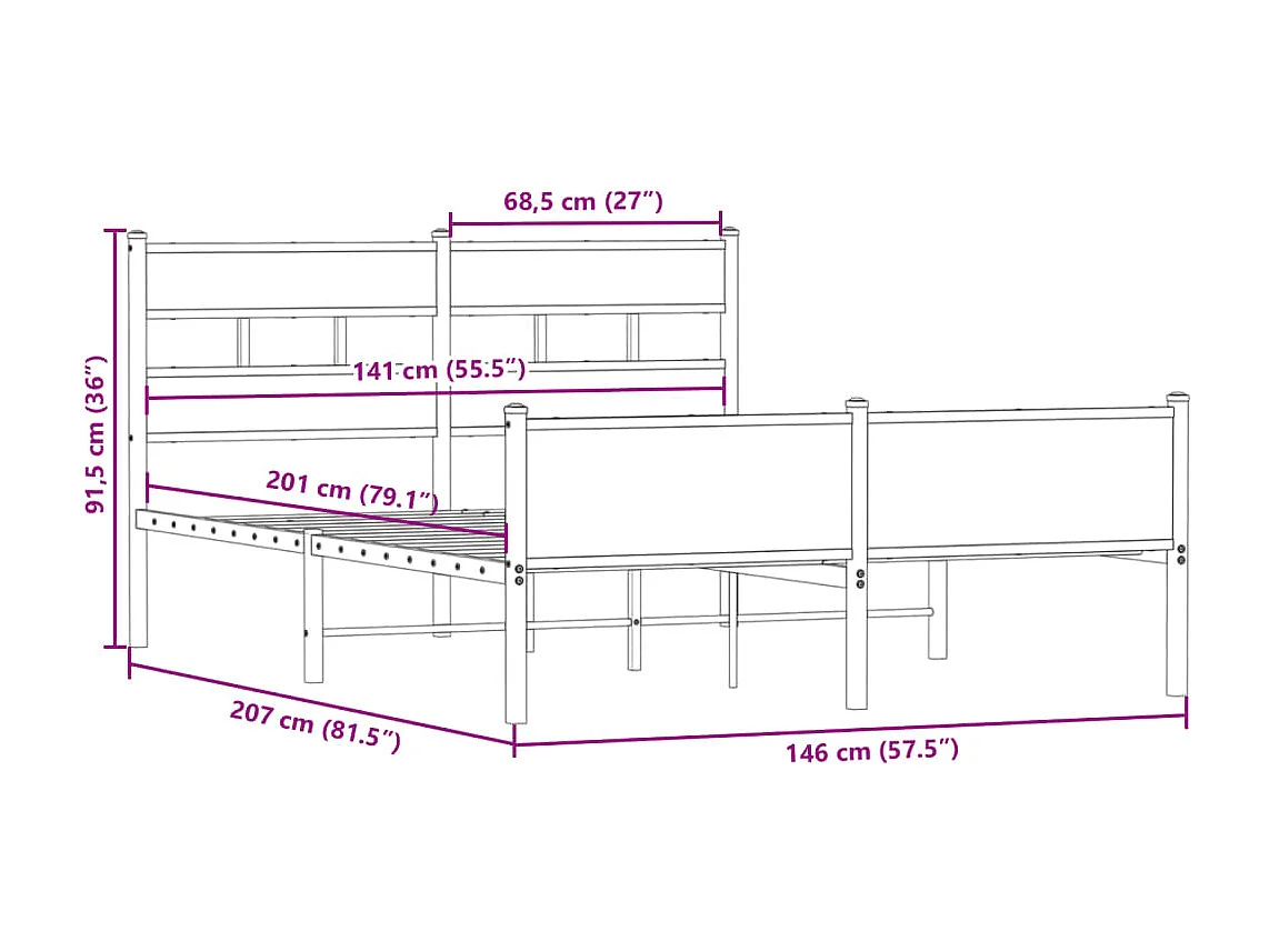 Bedframe zonder matras hout gerookt eikenkleurig 140x200 cm