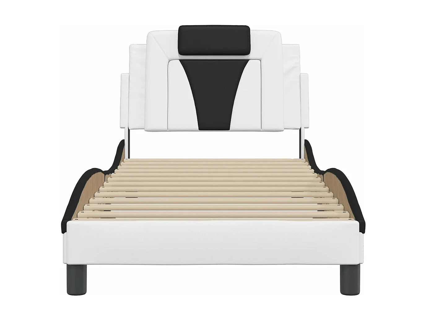 Giroletto con Testiera Nero e Bianco 90x190 cm in Similpelle