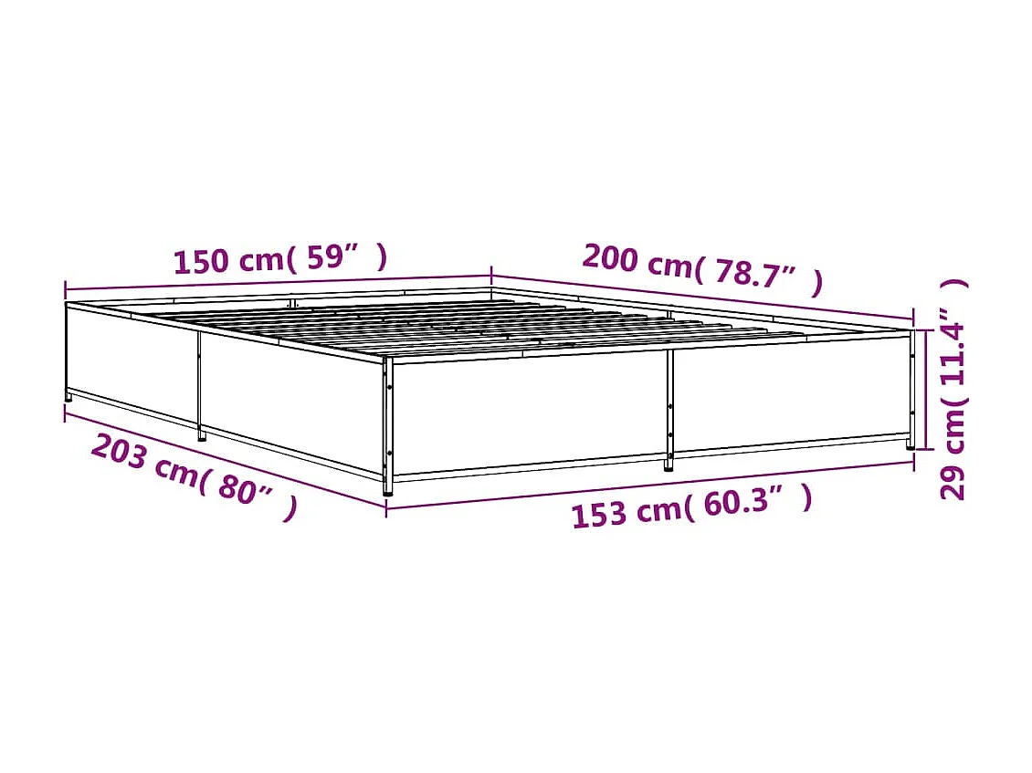 Cadre de lit sans matelas chêne marron 150x200 cm