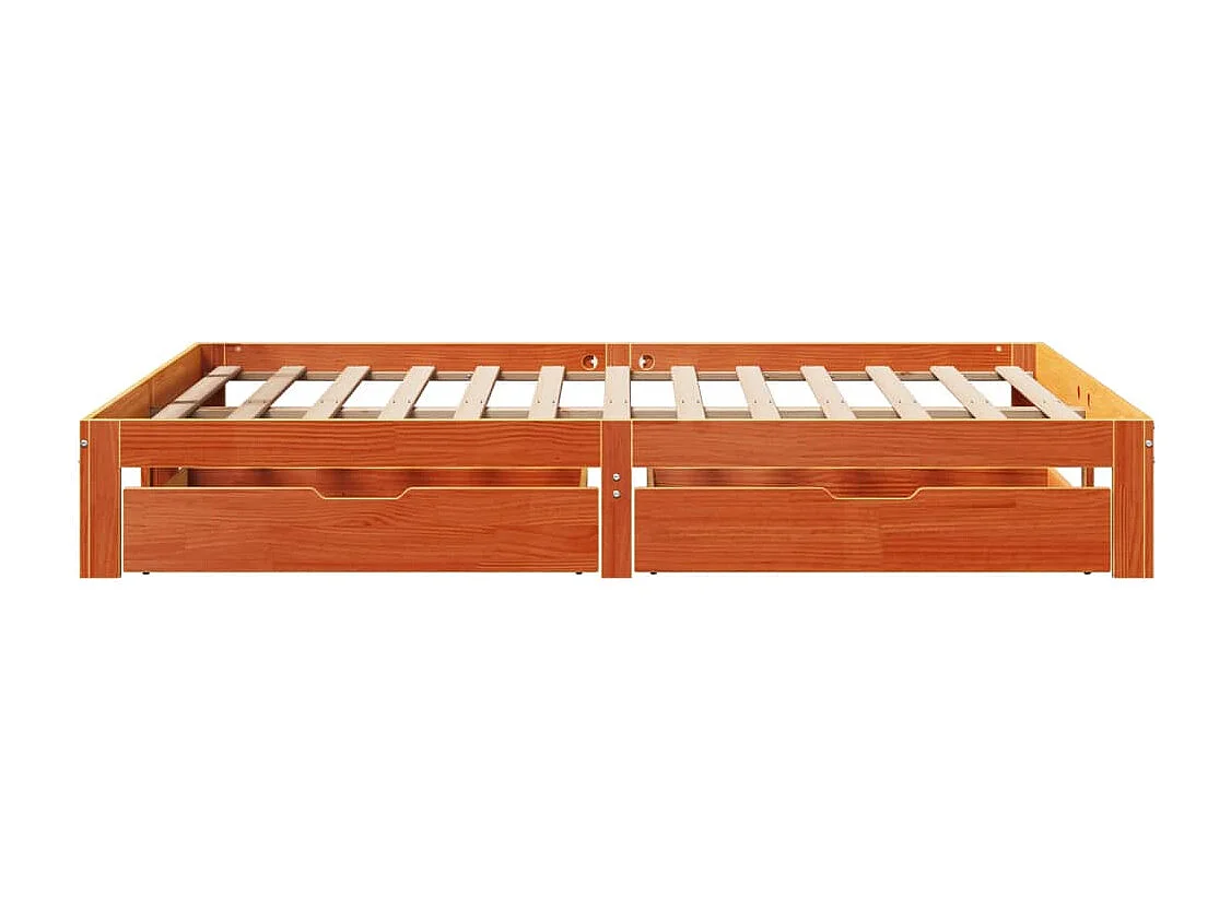 Cadre de lit avec tiroirs sans matelas cire marron 120x190 cm