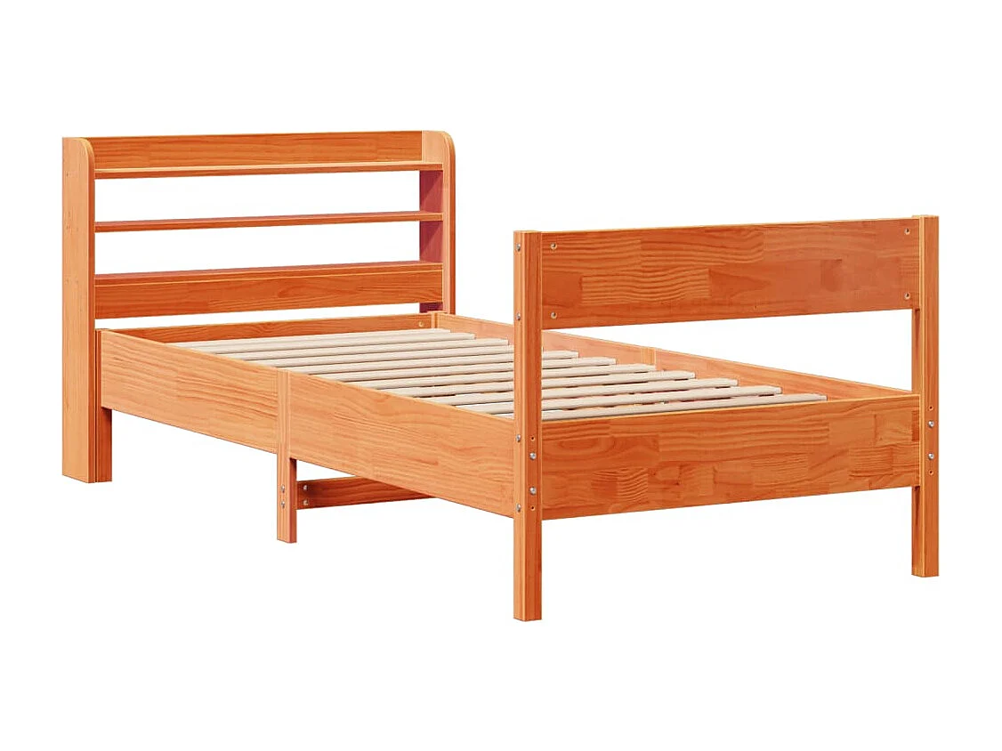 Cadre de lit sans matelas cire marron 75x190 cm bois pin massif