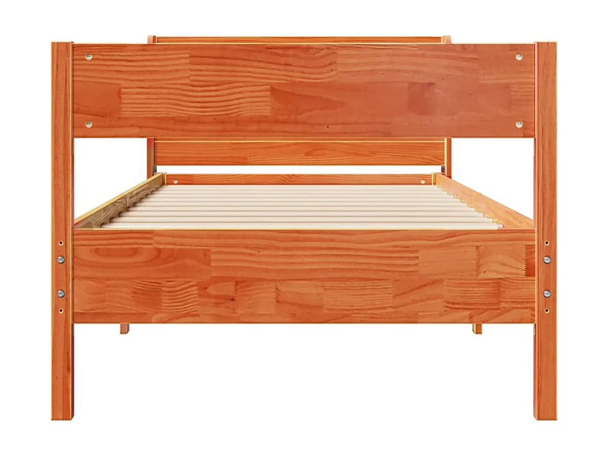 Cadre de lit sans matelas cire marron 75x190 cm bois pin massif