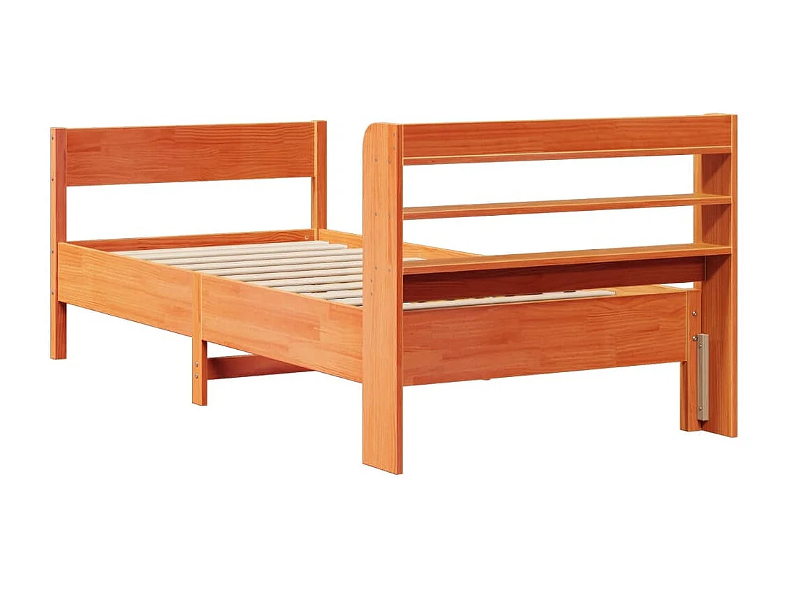 Cadre de lit sans matelas cire marron 75x190 cm bois pin massif