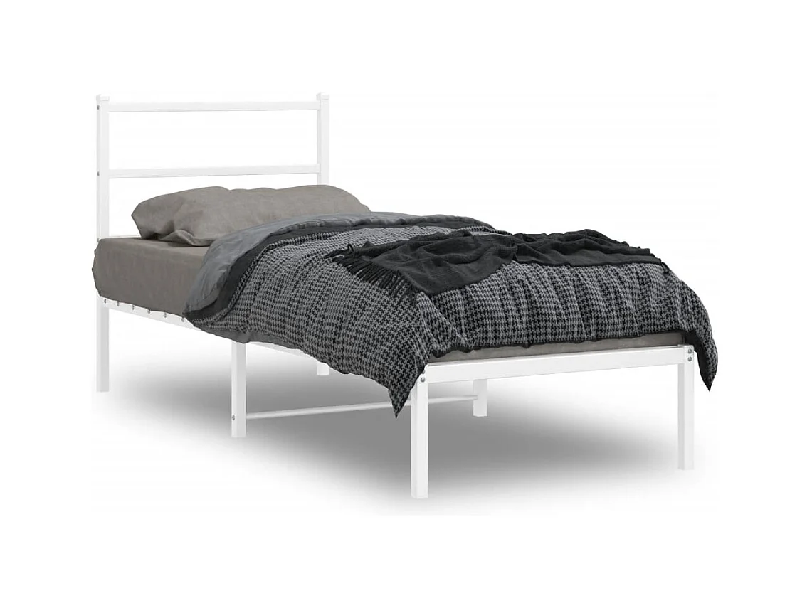 Bedframe met hoofdbord metaal wit 80x200 cm
