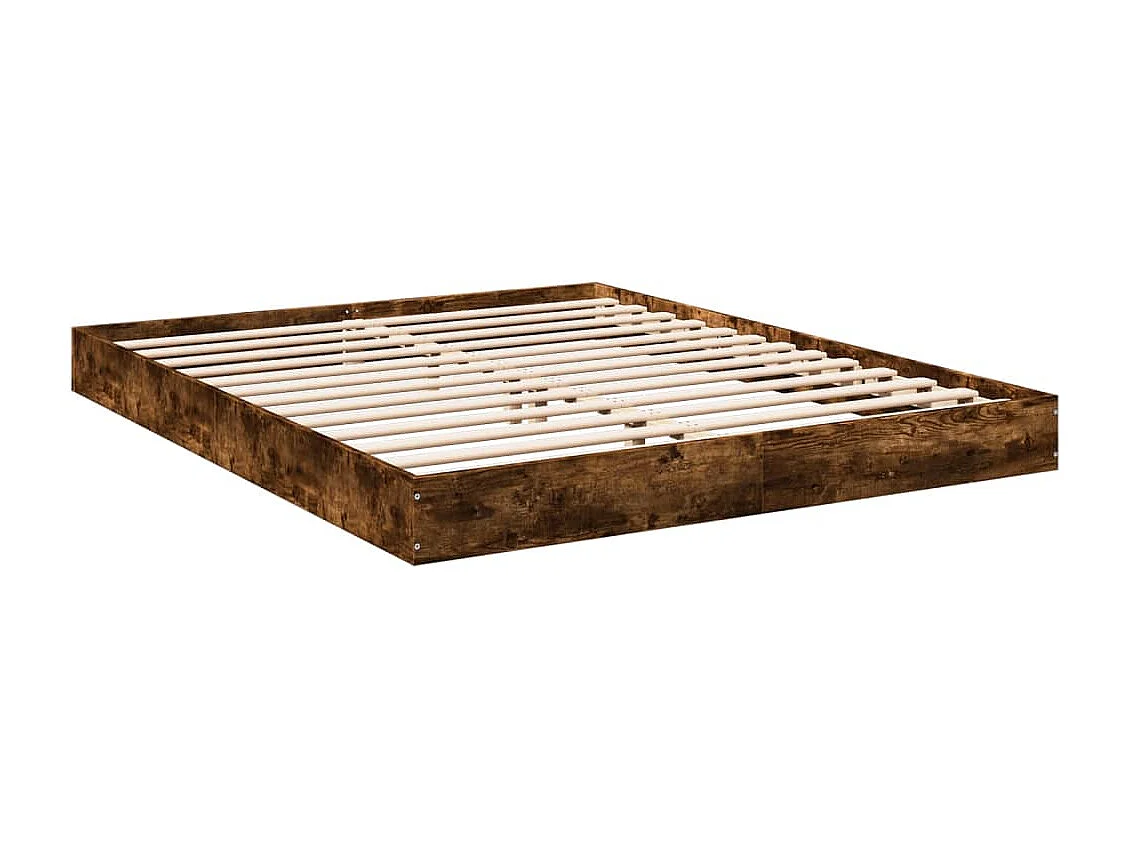 Cadre de lit sans matelas chêne fumé 160x200 cm bois ingénierie