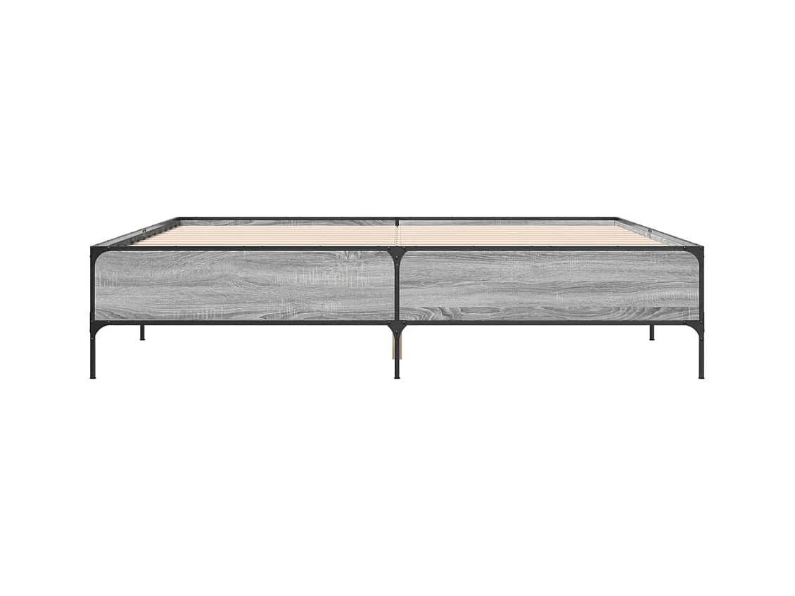 Bettgestell Grau Sonoma 180x200 cm Holzwerkstoff und Metall