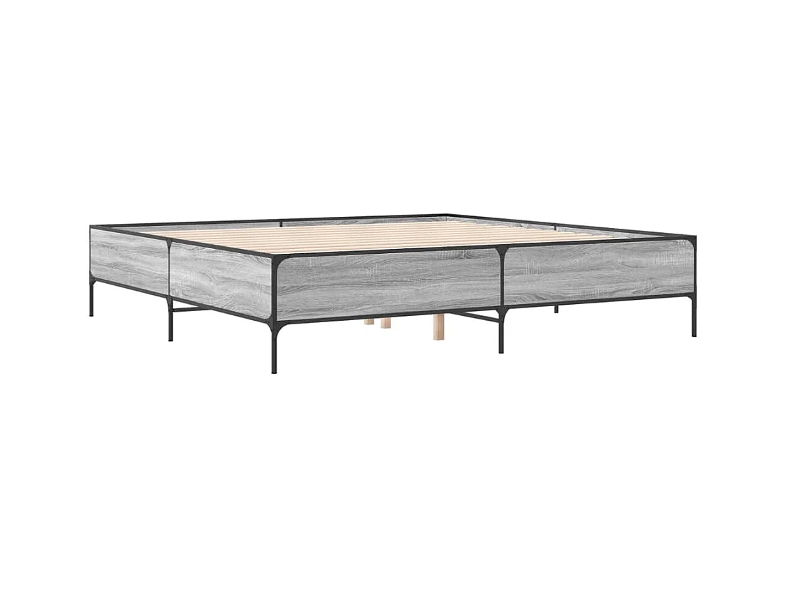 Bettgestell Grau Sonoma 180x200 cm Holzwerkstoff und Metall