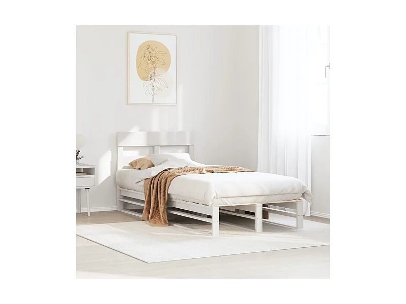 Estructura de cama sin colchón madera maciza blanca 75x190 cm