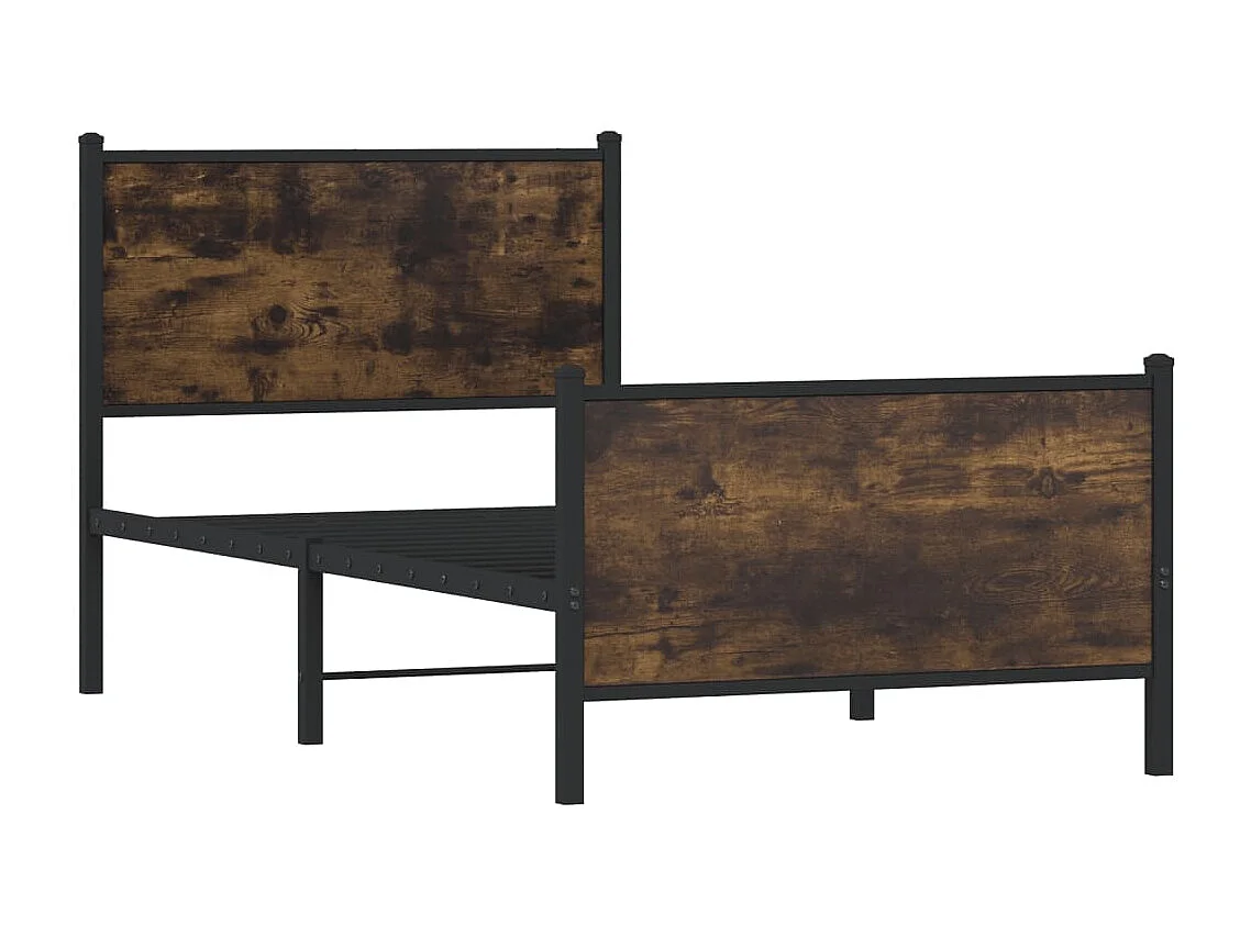 Estructura de cama sin colchón metal roble ahumado 80x200 cm