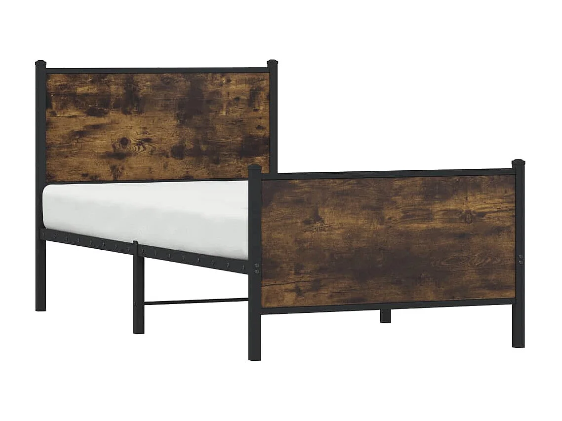 Estructura de cama sin colchón metal roble ahumado 80x200 cm