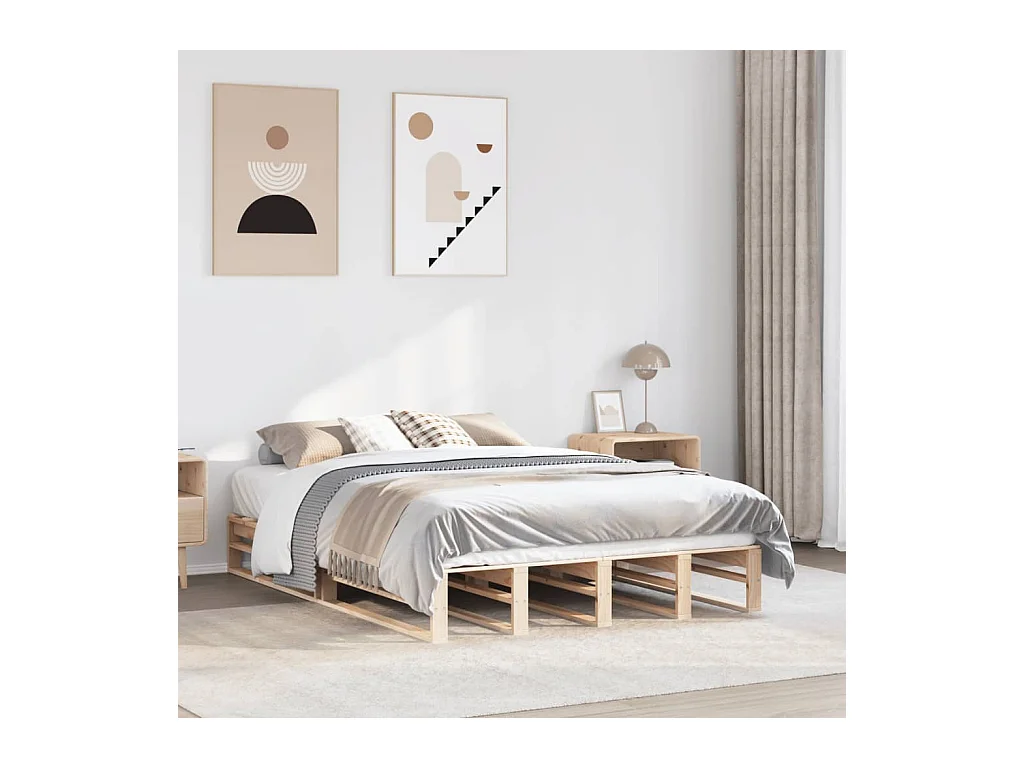 Letto senza Materasso 140x190 cm in Legno Massello di Pino