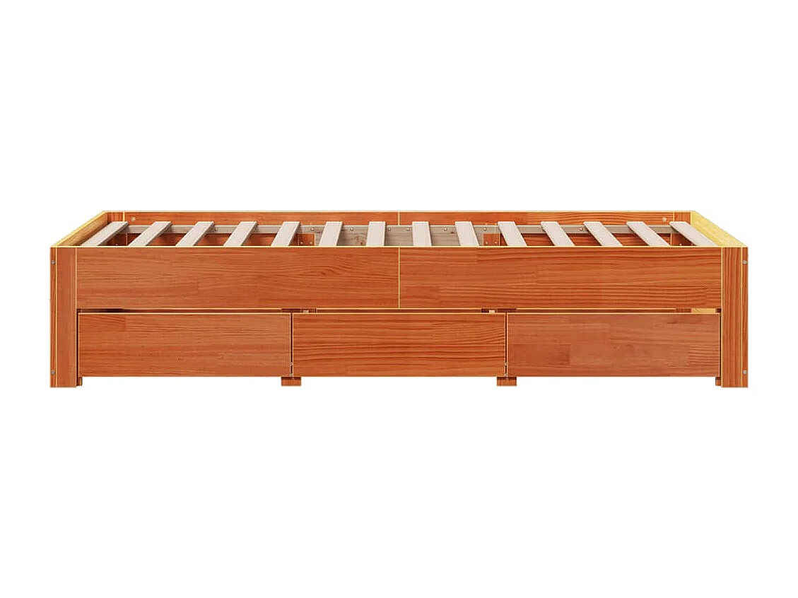 Cama sin colchón con cajones madera de pino marrón 75x190 cm