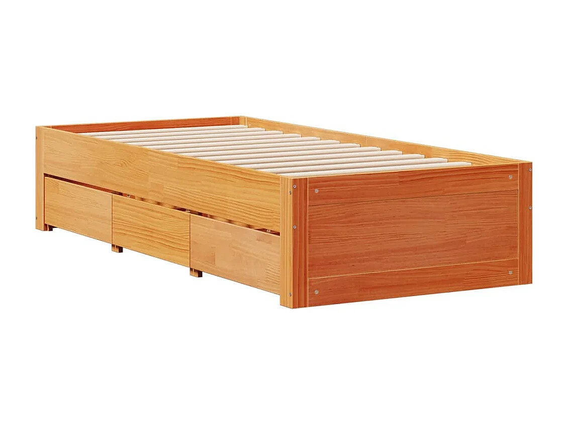 Cadre de lit sans matelas avec tiroirs 75x190cm bois pin massif
