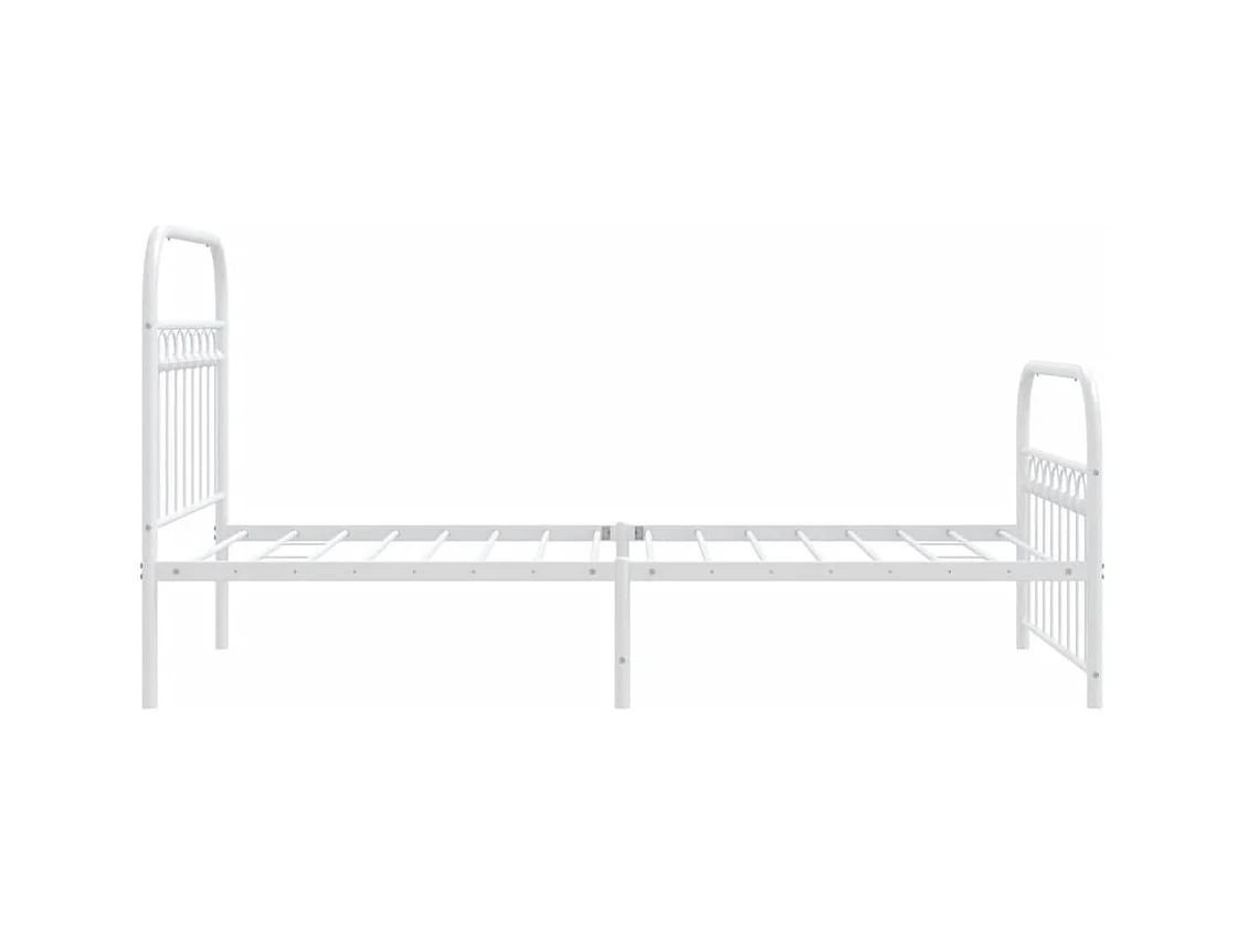 Cadre de lit métal sans matelas avec pied de lit blanc 90x190cm