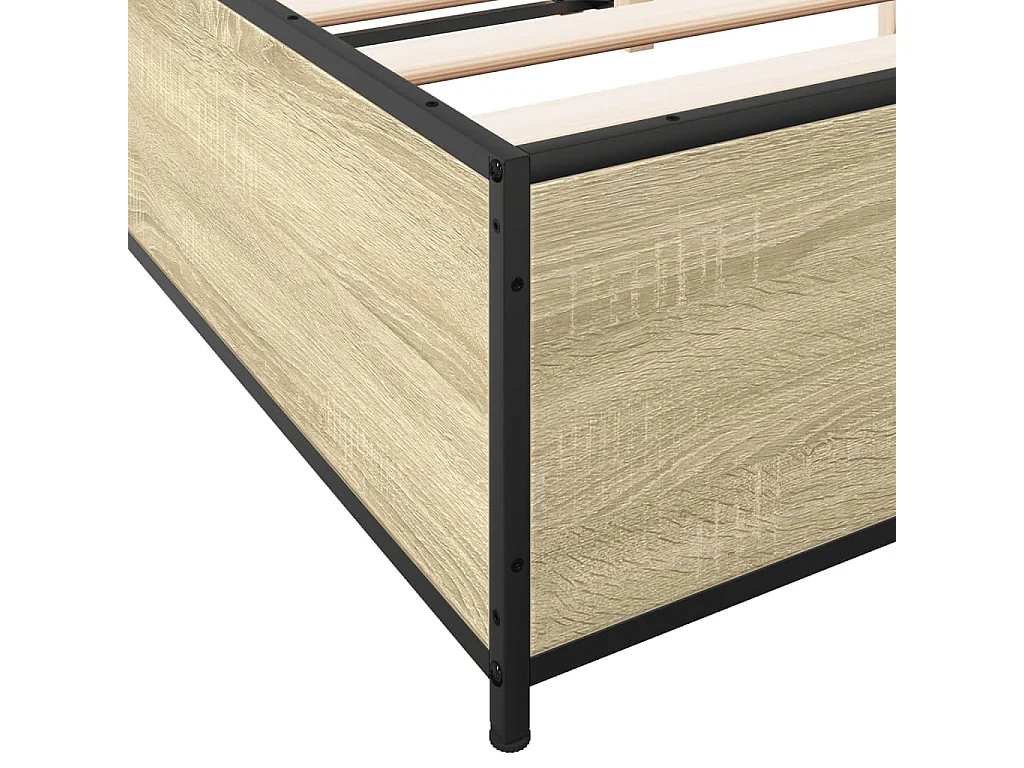 Bettgestell Sonoma-Eiche 120x200 cm Holzwerkstoff und Metall