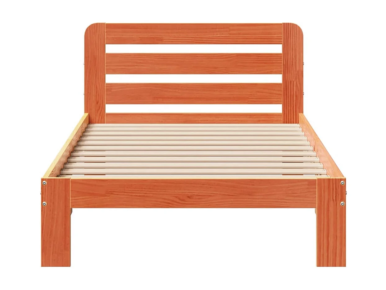 Massivholzbett ohne Matratze Wachsbraun 75x190 cm Kiefernholz