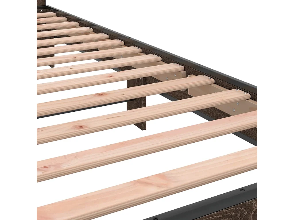 Bedframe bewerkt hout en metaal bruin eikenkleurig 90x200 cm