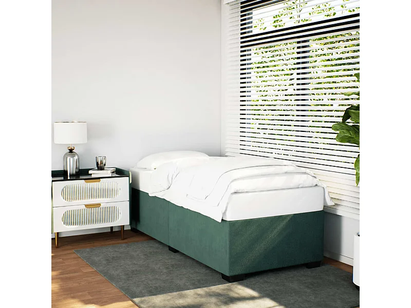 Cadre de lit sans matelas vert foncé 90x200 cm velours