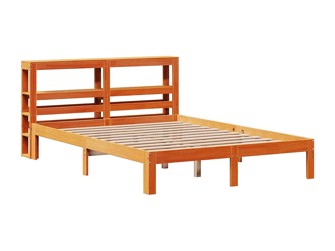 Cadre de lit sans matelas cire marron 140x190cm bois pin massif